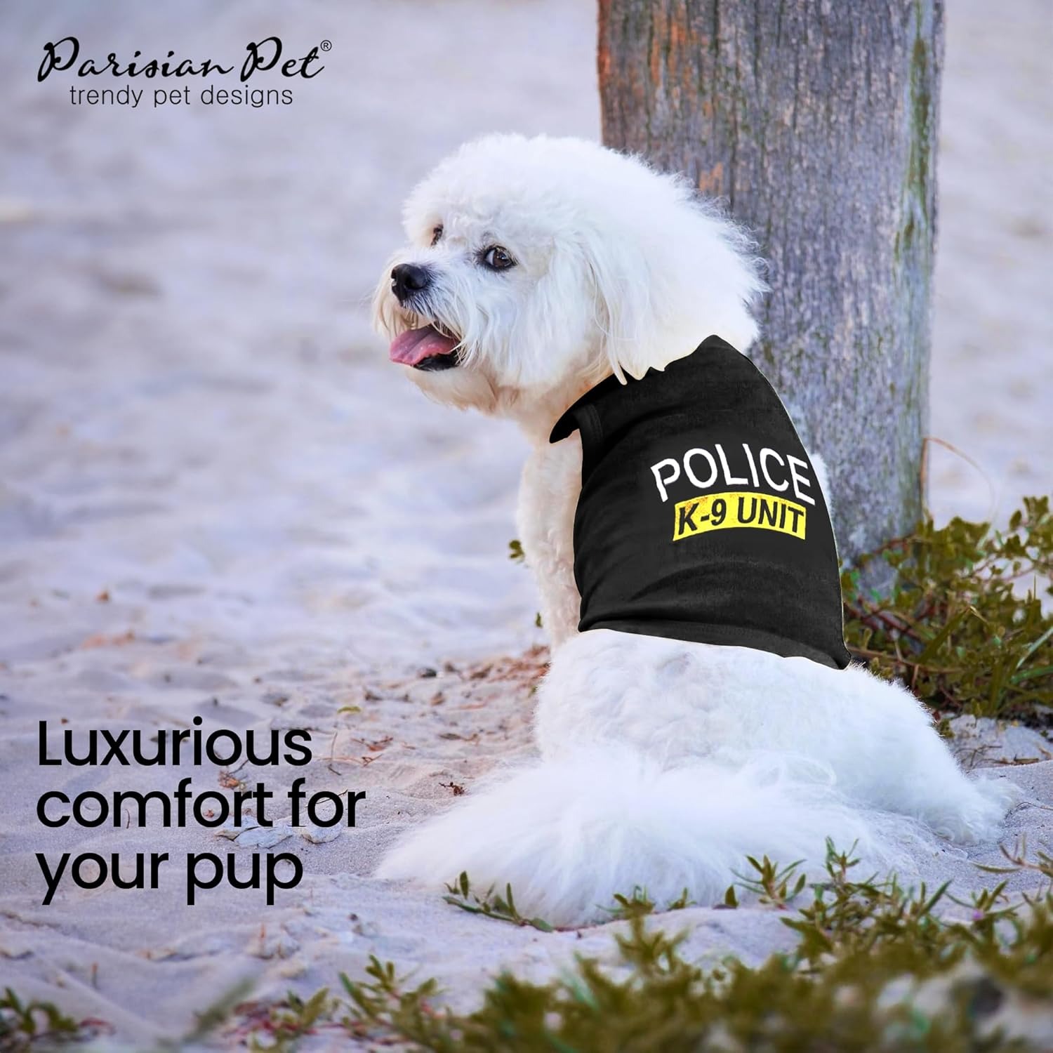 Parisian Pet Unisex Dog T-Shirt with Embroidered 'Police k-9 Unit' Dog Clothes - 100% Cotton, Dog Costume - Breathable Police Dog Vest - Mac
