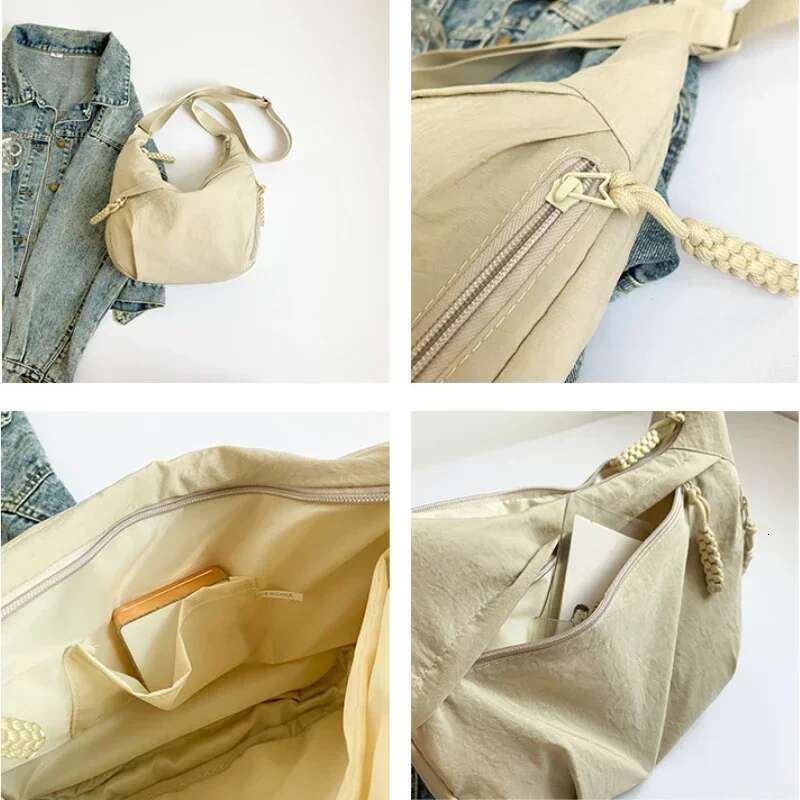 hot Trendy Women's Soft Cloth Solid Color Student Casual Style Big Handbags Crossbody Bags for Women Shoulder Hobos Bag