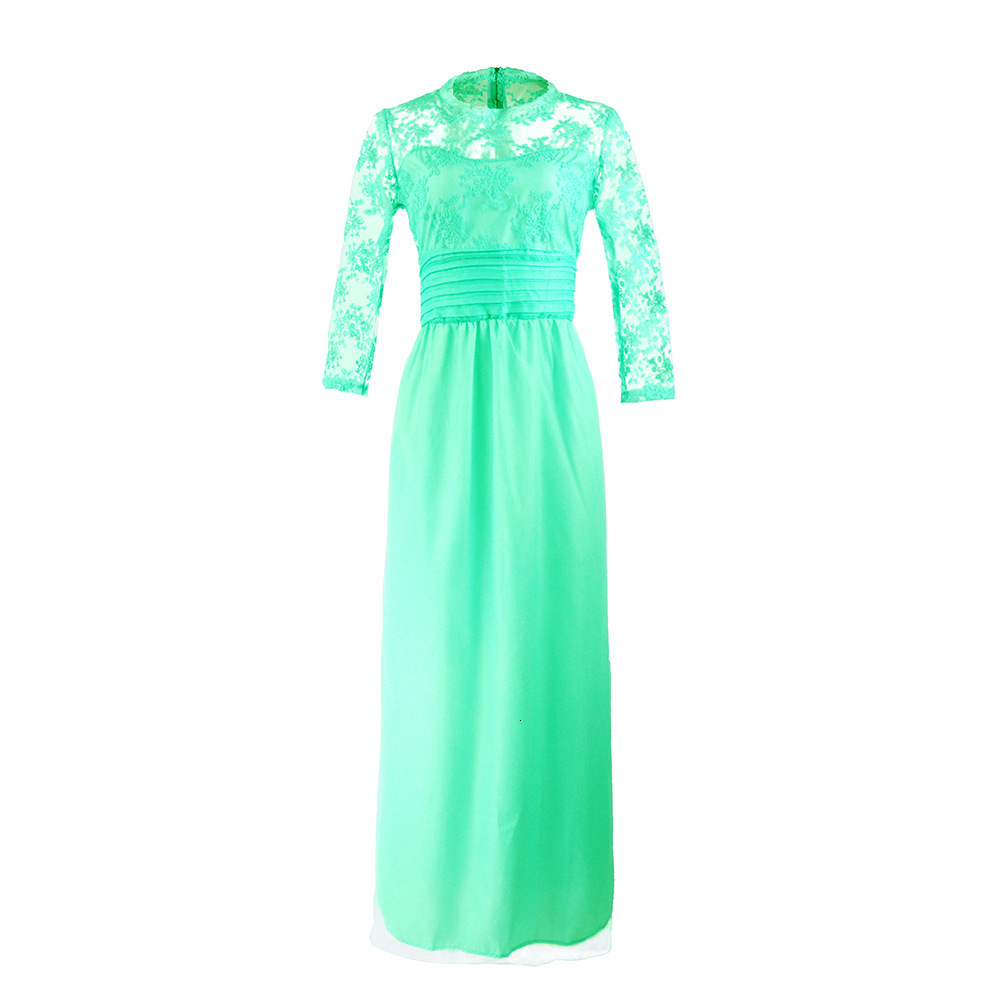 Autumn 2025 Women's Red Long Sleeve Lace Perspective Evening Dress