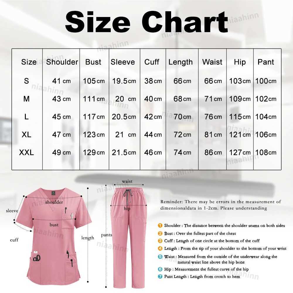 Multicolor Scrubs Uniform Womens Short Slue Top+Pants Scrubs Set Nursing Uniform Pet Shop Doctor Scrub Medical Surgery Work Clothes X250410