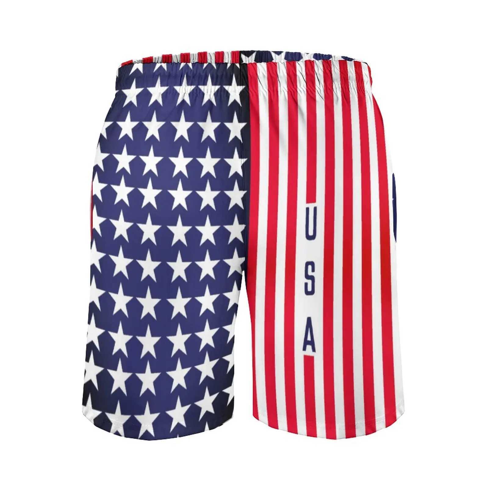 American flag board shorts patriotism modern Star Spangled Banner cute beach shorts mens print plus size swimming relay giftW250410