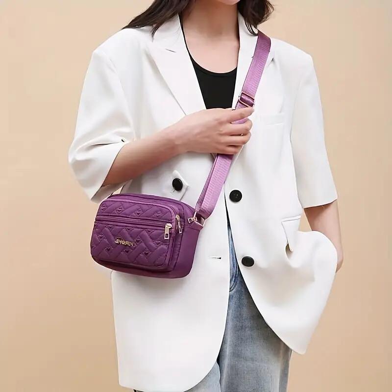 FL- New Oxford Cloth Multi-Layer Crossbody Bag Women's Bag Casual Embroidery Shoulder Mobile Phone Change Small Cloth Bag Business Bag