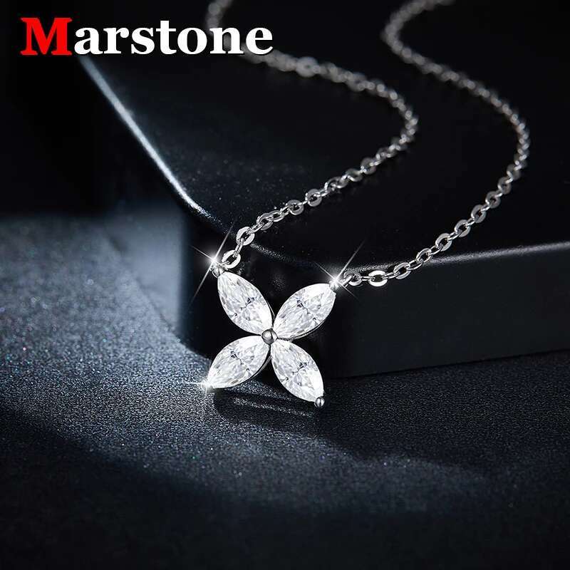 Full Moissanite Diamond D Color VVS Womens Marquise Earrings Neckalce S925 Sliver Plated 18k Gold Fine Jewelry Set for Women