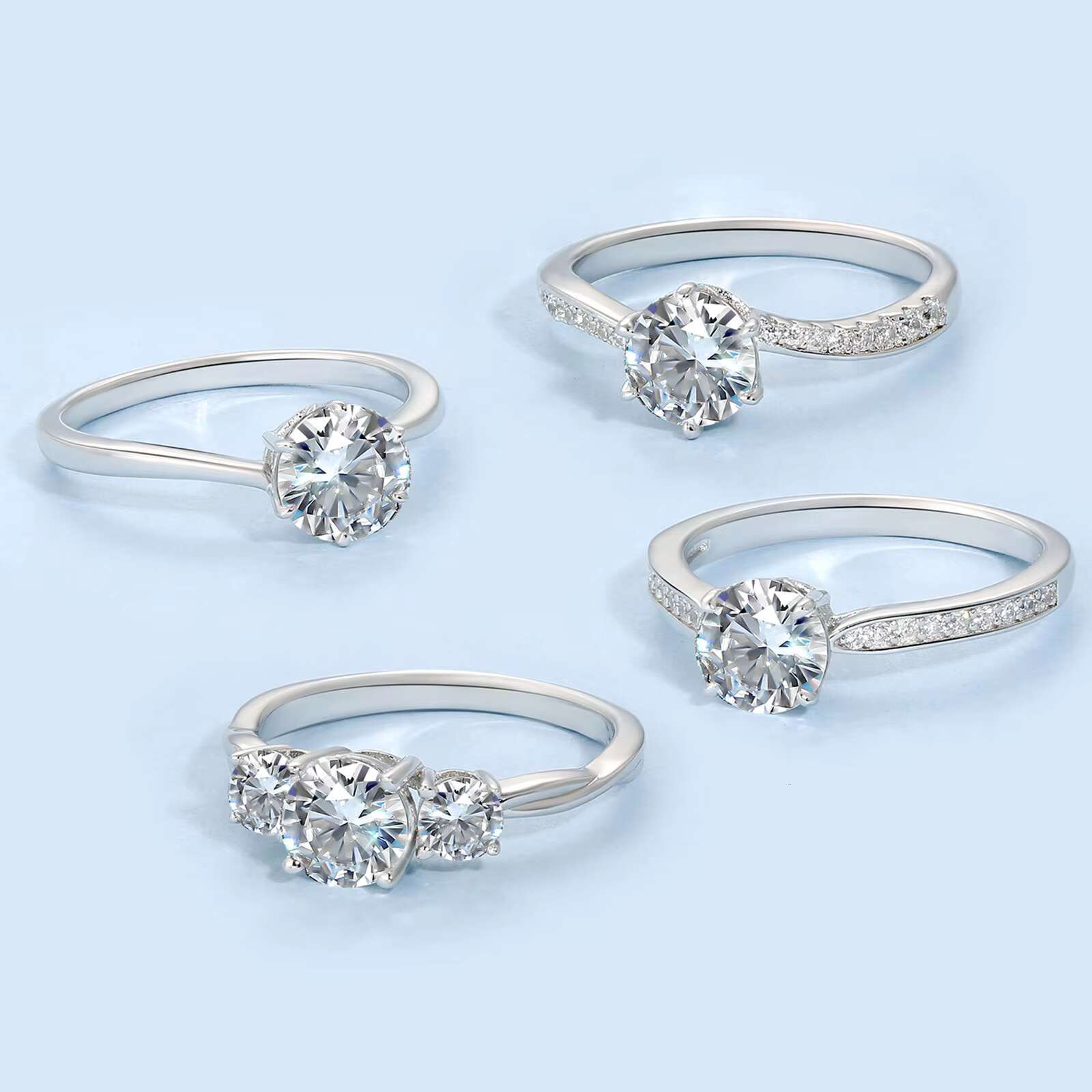 3-Stone Solitaire Lab-Grown Diamond Engagement Ring Jewelry Gift 18K Solid Gold Wedding Anniversary Promise Ring for Women
