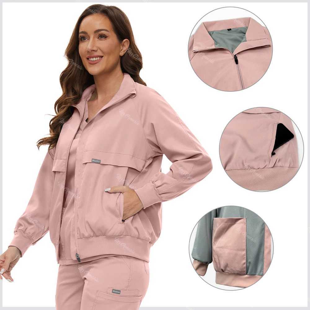 Mens frosted jackets medical uniform tops laboratory coats outerwear loose jackets for clinic doctors and nurses long slip warm jackets X250410