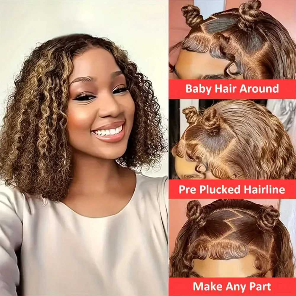 Glueless Lace Wigs Bob Wig Human Hair 100 Deep Wave Short Human Hair Wigs Highlight 5X5 Hd Lace Closure Wig Pre Plucked Pre CutT251111