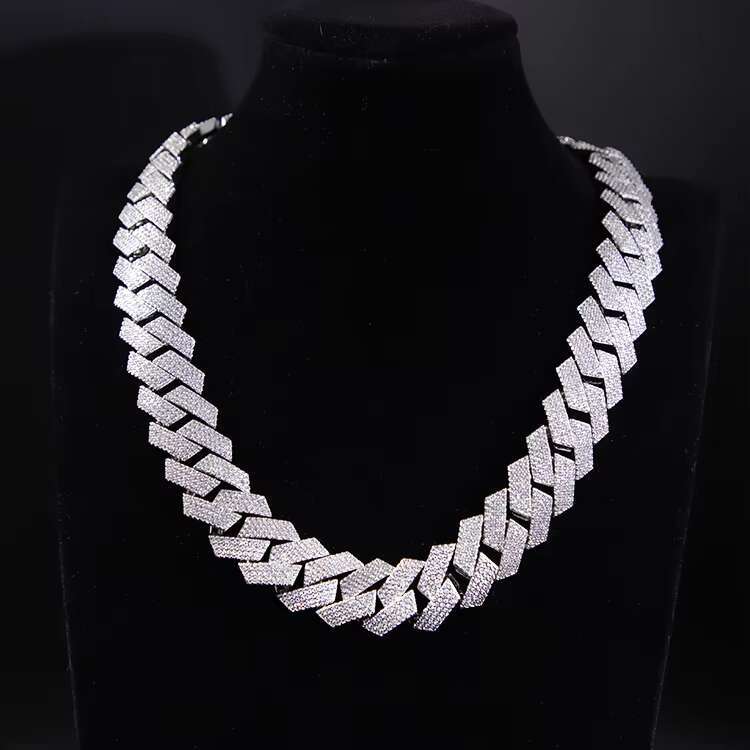 20 mm 4 Rows Hip Hop Diamond Chain VVS Moissanite Cuban Chain 925 Sterling Silver Gold Plate Fine Jewelry Necklaces Bracelets