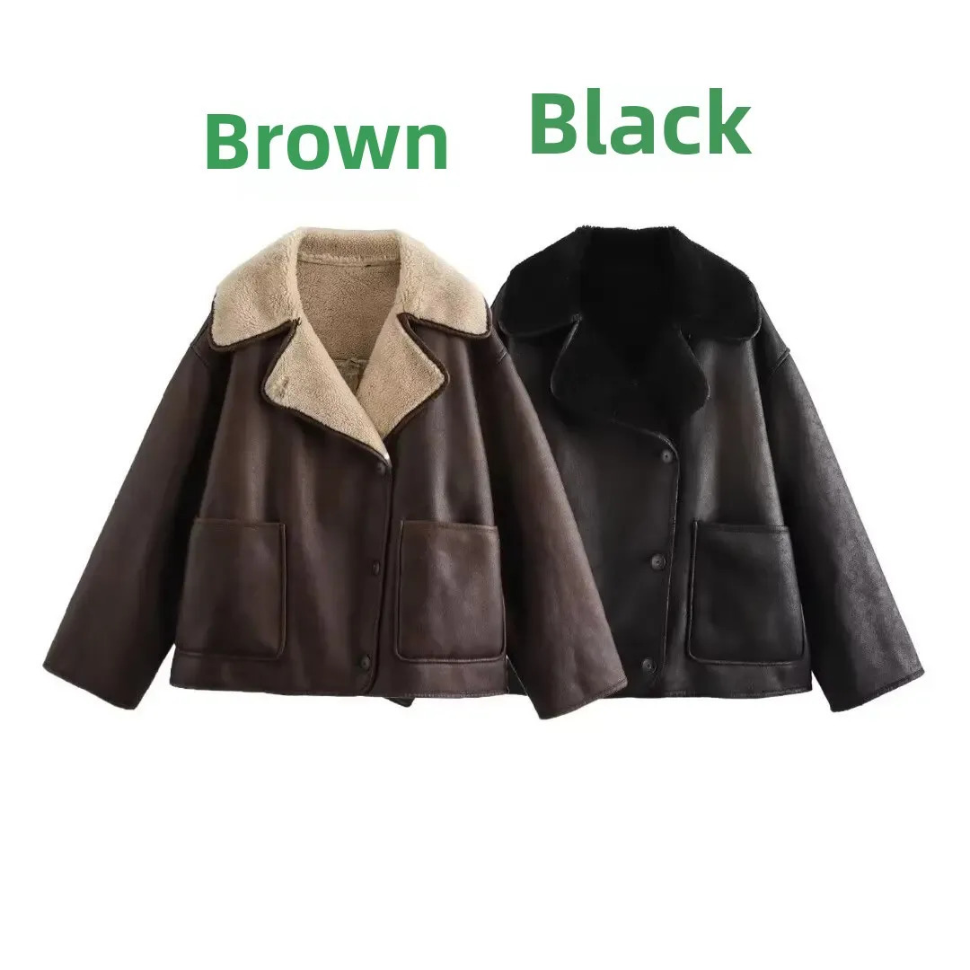 Fashionable Double-Sided Leather Jacket Womens Winter Warm Top Integrated Fur Coat Stylish Outerwear Thermal Upright 251105