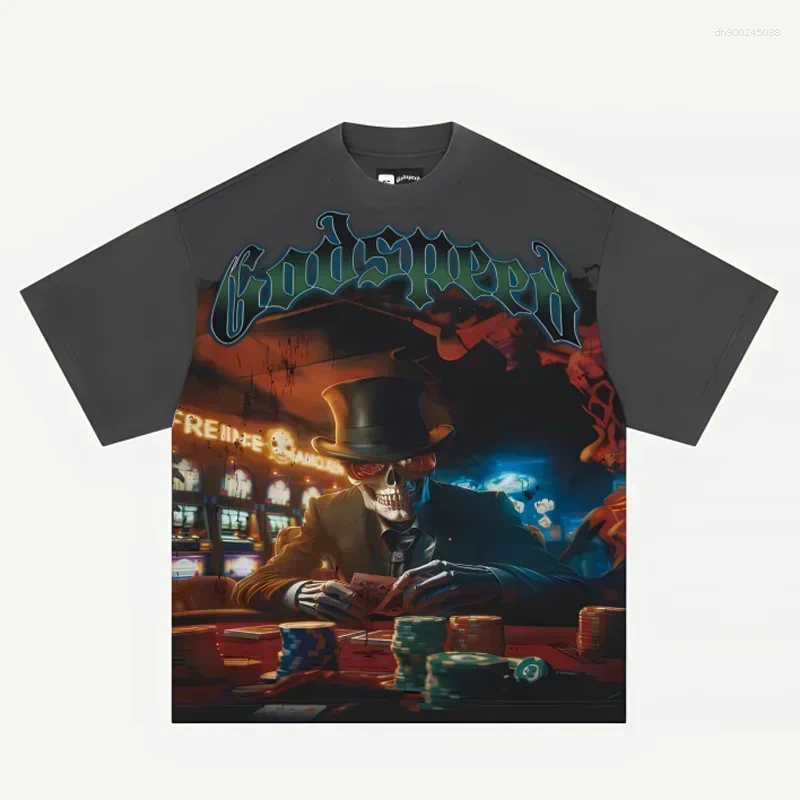 Men's T Shirts Four Seasons All-match T-shirt Hip Hop Men Women Ruffian Handsome Skull Print Casual High Quality Top Shirt