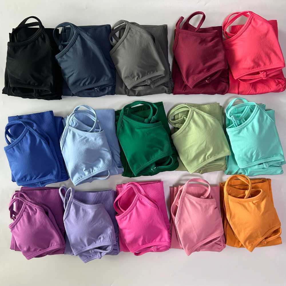 2-piece dynamic yoga set womens Scrunch Legging backless sports bra fitness setW250411