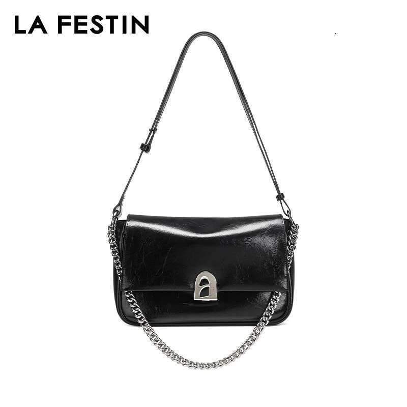 LA FESTIN 2024 For Women's Trend Leather Chain Ladies Shoulder Crossbody Large Capacity Messenger Bag