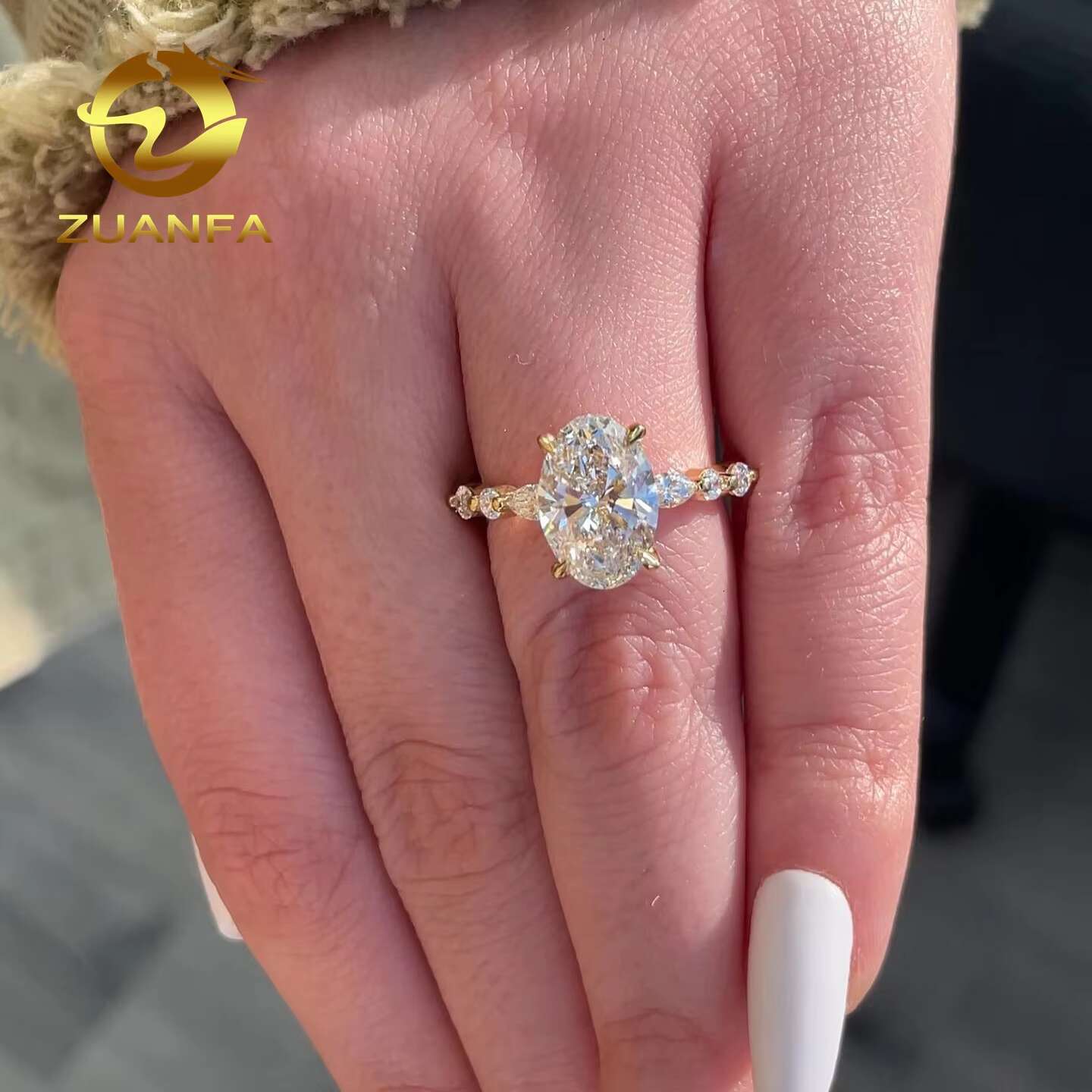 Luxury Gold Plated Jewelry VVS Diamond Engagement Wedding Moissanite Rings for Women Moissanite Diamond Ring