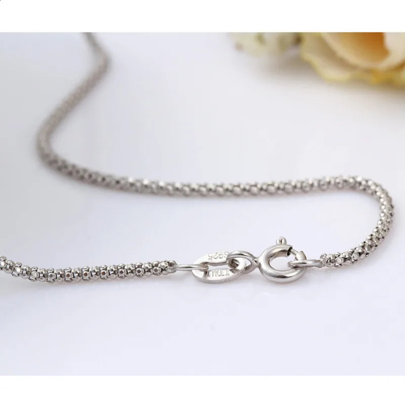 1.2mm thin 35cm-90cm genuine 925 sterling silver popcorn chain necklace for womens jewelry girl Coril Cori 14-32 inch Italian necklace 250408