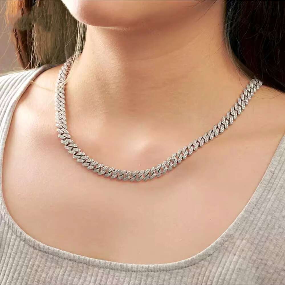 Dope Jewelry Sparkling Hiphop Cuban Link Chain 925 Sterling Silver Iced Out 9mm Moissanite Cuban Chain
