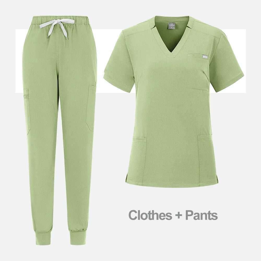 Scrubs Medical Uniforms Lab Set Female Dental Clinic Doctor Overalls Hospital V-neck Tops Jogger Pant Pharmacy Clothes X250410