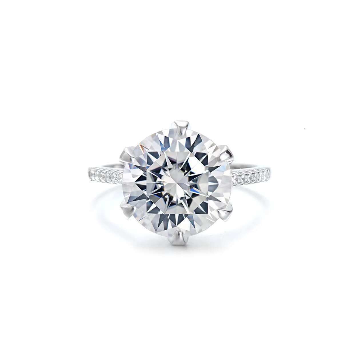 Luxury 5Carat Round Colorful Moissanite Ring Fine Jewelry S925 Sterling Silver Six-claw Moissanite Engagement Diamond Ring