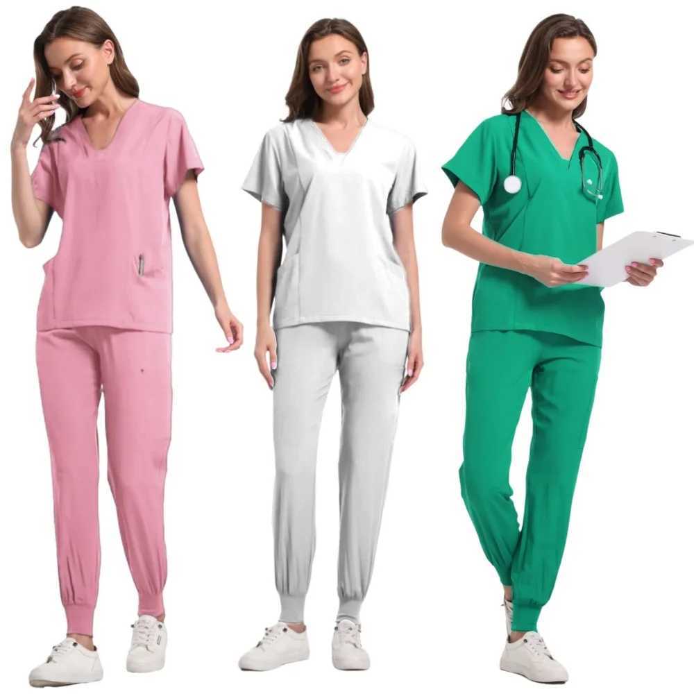 Nurse Uniform Scrubs Sets Women Blouse Medicale Femme Nursing Pants Suits Medical Accessories Healthcare Beauty Sns Work Wear X250410