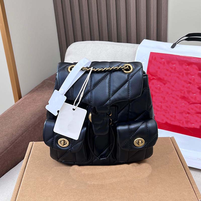 10A mirror 23P top leather handbag double backpack luxury brand-name handbag classic fashion mini backpack Lingge reappearance 21x 10x 20cm