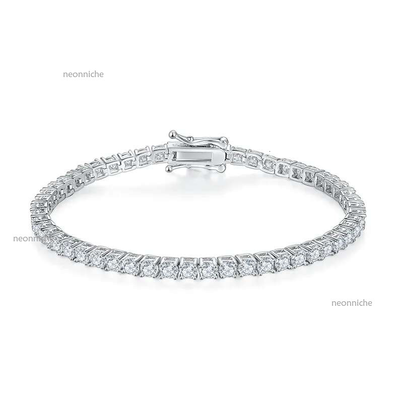 sier tennis chain Vvs moissanite iced out fashion designer jewelry bracelet Hip Hop Necklace Pass Dia Test 3mm 4mm 5mm for Men Women 5A with gift box