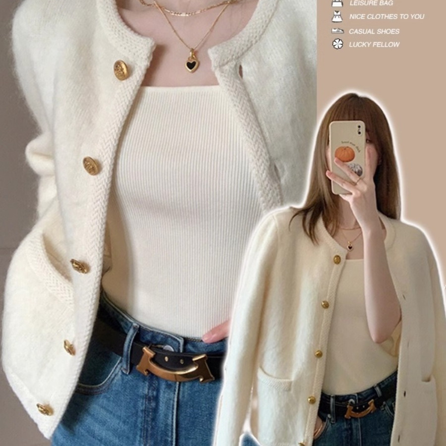 Designer Women's Jackets Small Fragrance Coats Solid Color Turn Down Collar Long Sleeve Pockets Lamb Wool Short Winter All Match Clothing