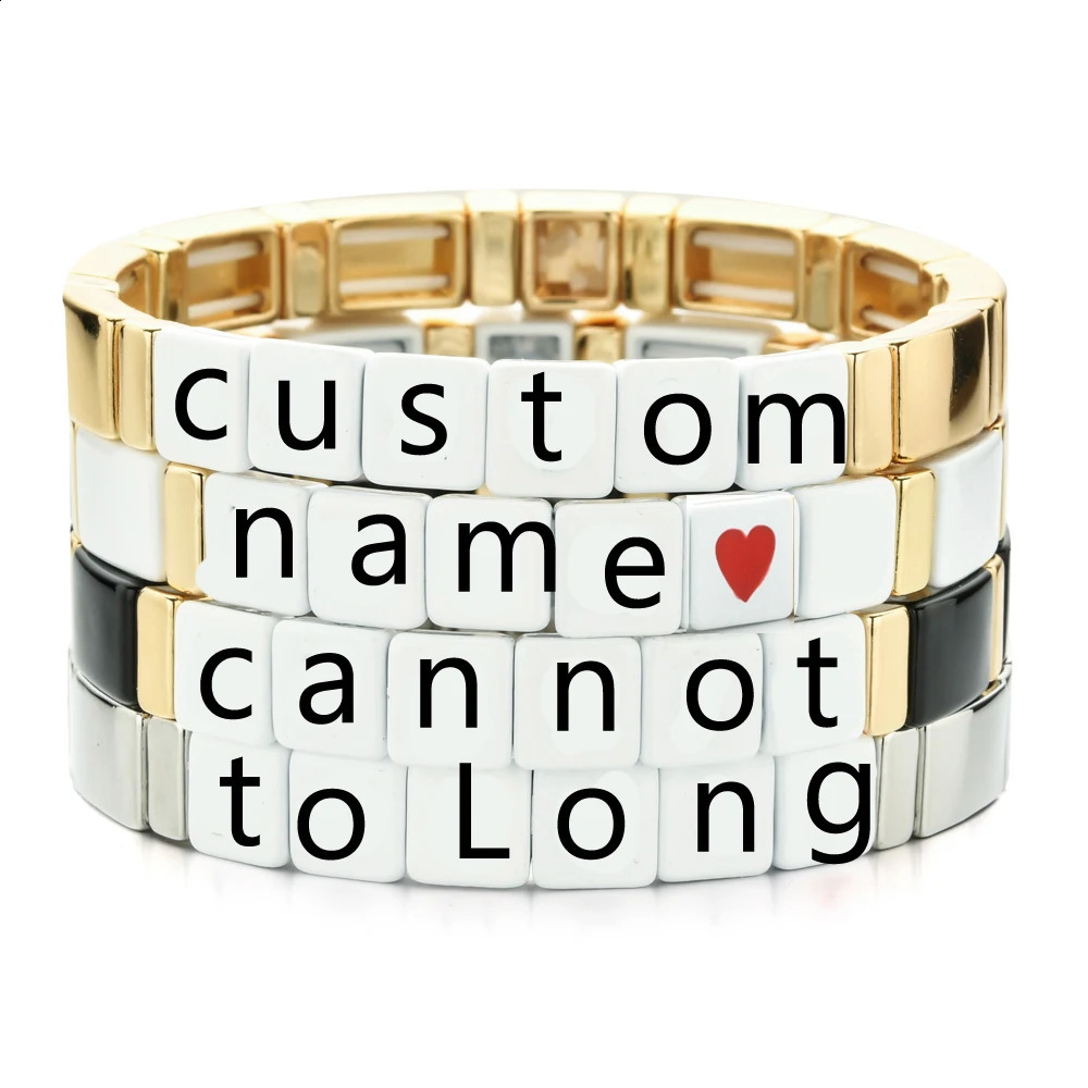 Gold silver metal enamel bracelet custom name DIY letter bracelet Bohemian womens number bracelet bead bracelet Pulsera 250408