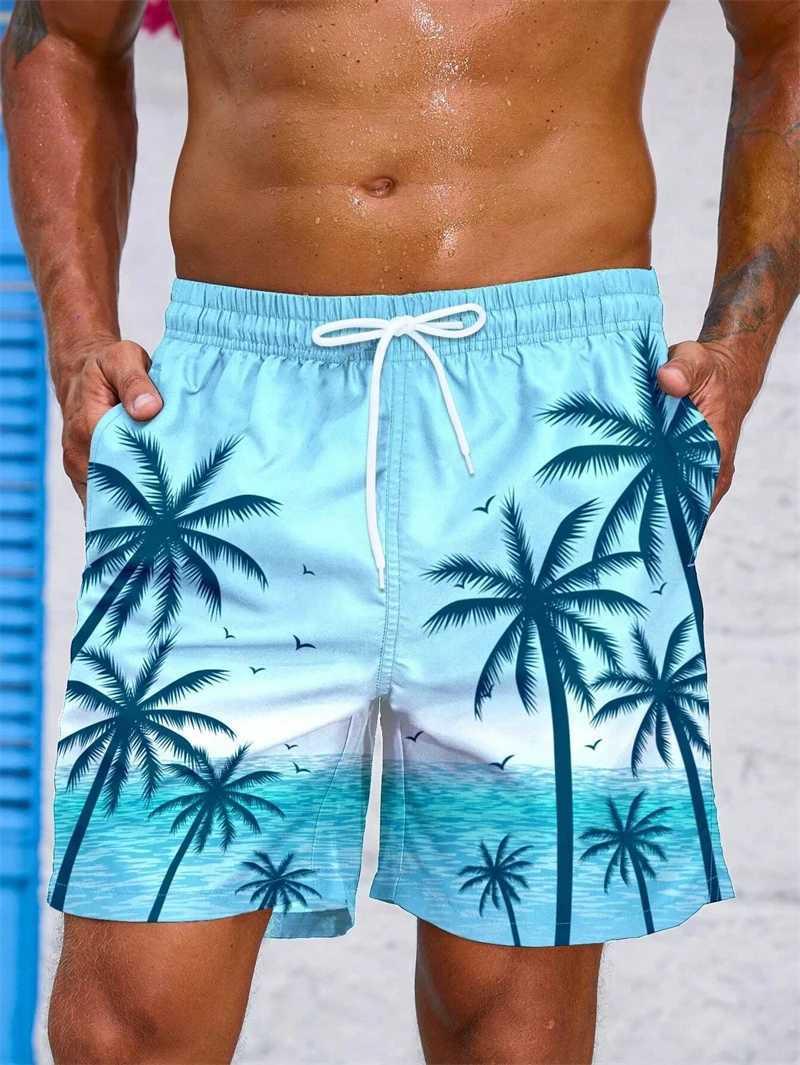 Retro Plant 3D Printed Board Shorts Mens Palm Graphic Shorts Summer Hawaii Breathable Swimming Dry Childrens Loose Ice ShortsW250410