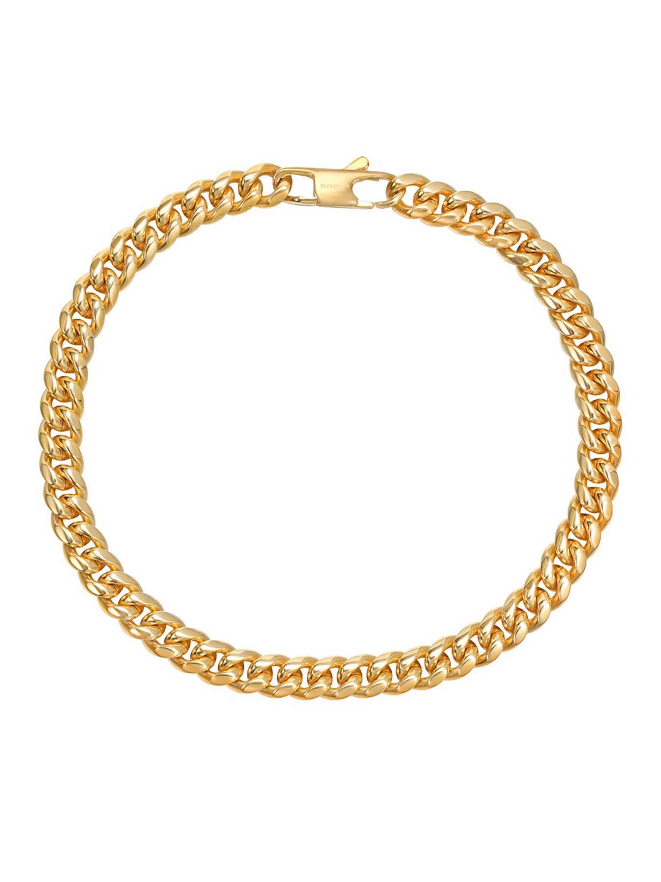 18K Gold Plated Bracelet Solid Stainless Steel Jewelry 5mm Miami Cuban Chain 20cm for Men Women Gifts Punk Style WaterproofC250410