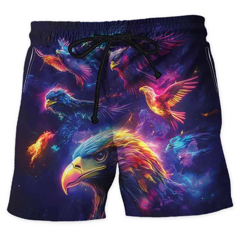Trendy neon animal graphic beach shorts for men fashionable summer streetwear 3D printed shorts cool oversized swim trunksW250410