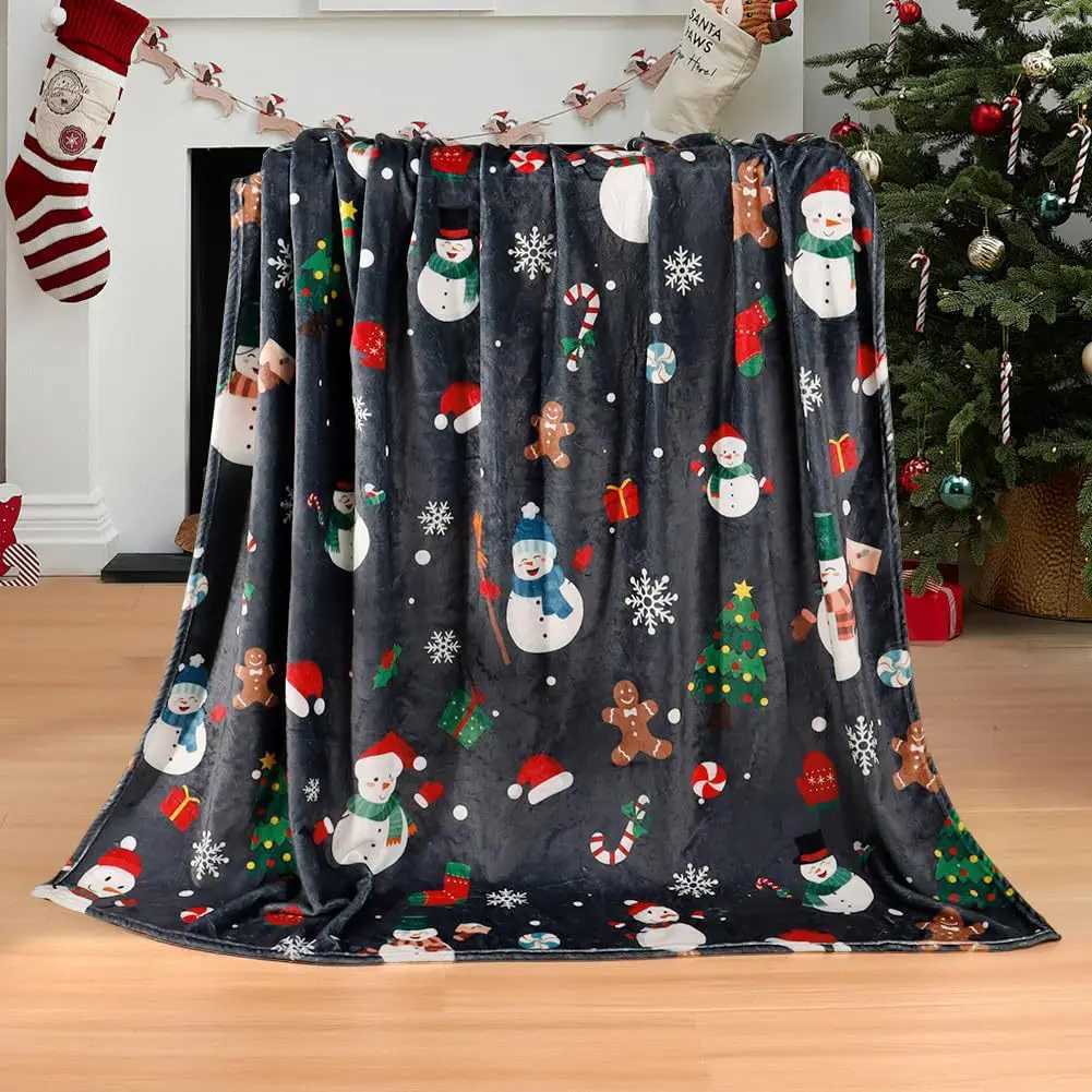 Christmas Series Theme digital-printed polyester Bedroom velvet flannel soft sofa cover blanket Fleece cover blankets for beds C251111