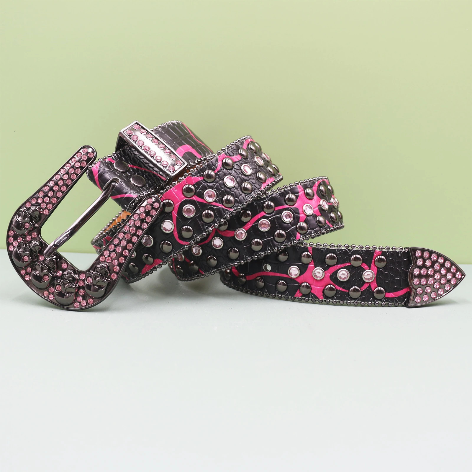 Punk skull Belt Diamond Belt Gothic Lolita role-playing Harajuku Y2K shimmering disco belt hip-hop Women Crystal Belt 251110