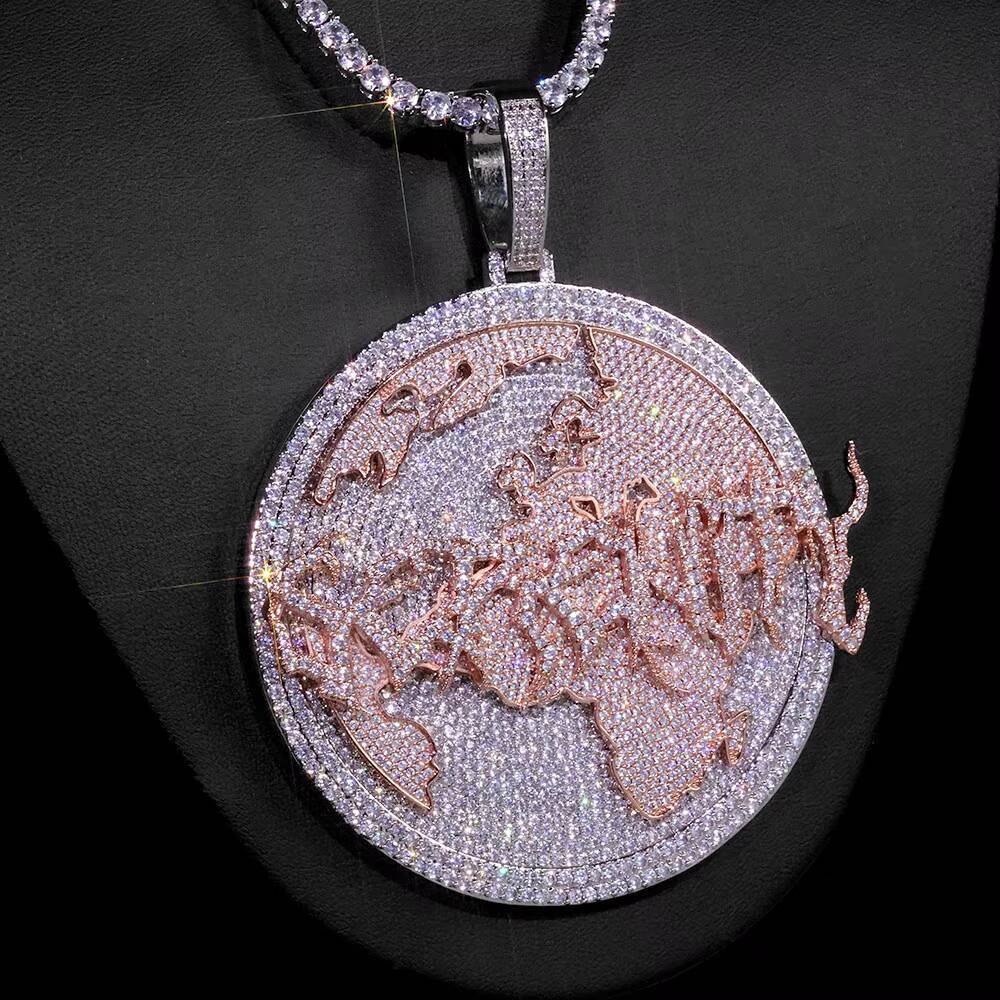 NUOYA Round Rose Gold Plated Letter Pendant Personalized Hip Hop Necklace Custom Name Charm Jewelry Customizable