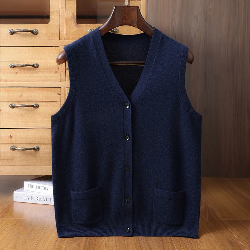 SoftCash Mens 100 Cashmere Sleeveless VNeck Vest Classic Business Sweater Autumn Winter Casual Fashion Knit Soft Tops 251104