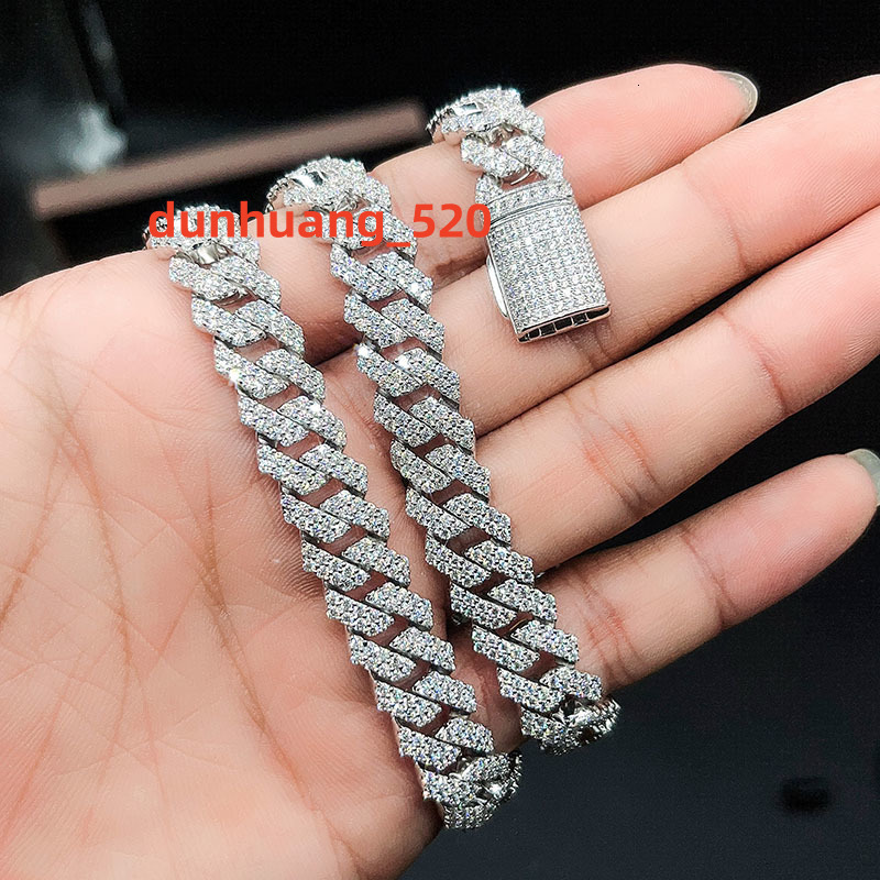 Fine Jewelry Necklace Mens Woman Sterling Silver Vvs1 Moissanite Diamond Cuban Link Chain Iced Out Custom Hip Hop Jewelry