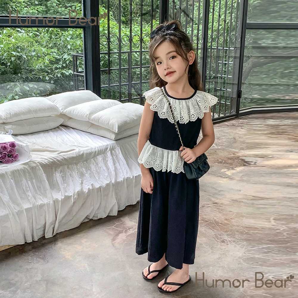 Fun Bear Summer Girl Set Cool and Comfortable Lace Necklace and Bottom Top+Pants 2-piece Cute Childrens Clothing SetXJ250410