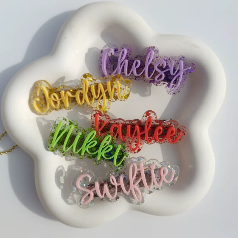 Customized Name Keychain Candy Color Acrylic English Letter Keychain 250409