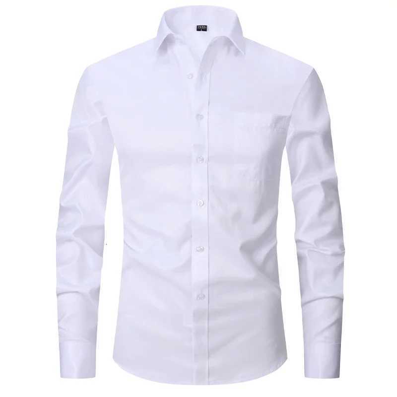 2024 Men French Cuff Dress Shirt Cufflinks New White Long Sleeve Casual Buttons Male Brand Shirts Regular Fit Clothes K251110