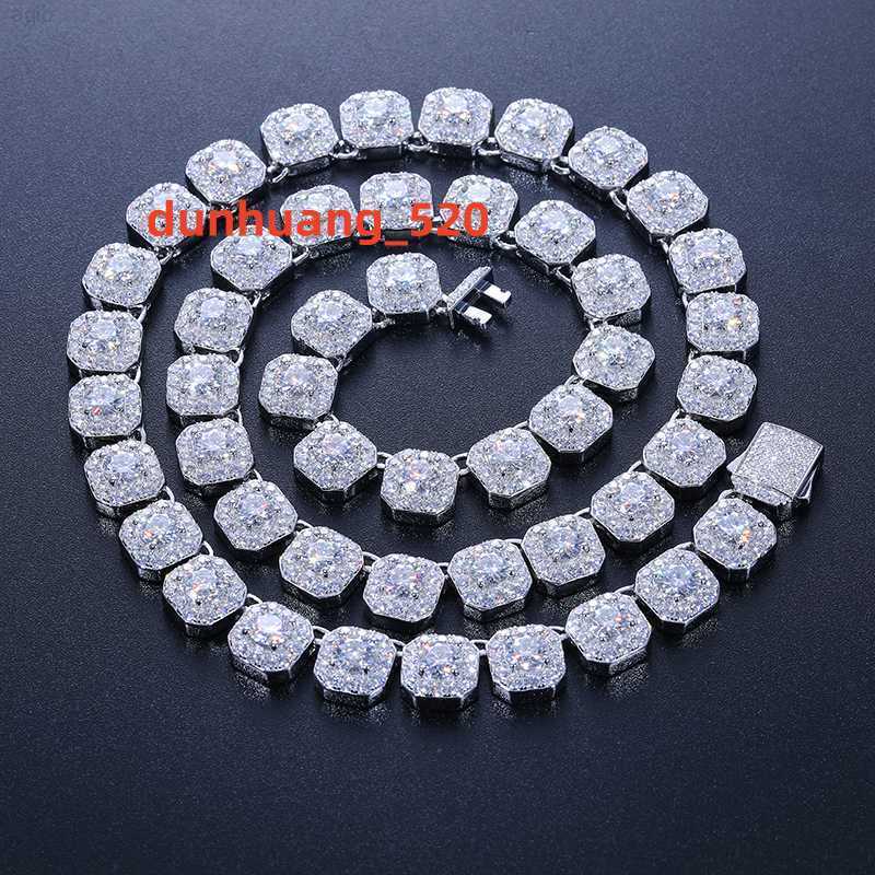 Selling Hip Hop Jewelry Mens 10mm 925 Sterling Silver Vvs Moissanite Diamond Iced Out Square Tennis Chain Necklace