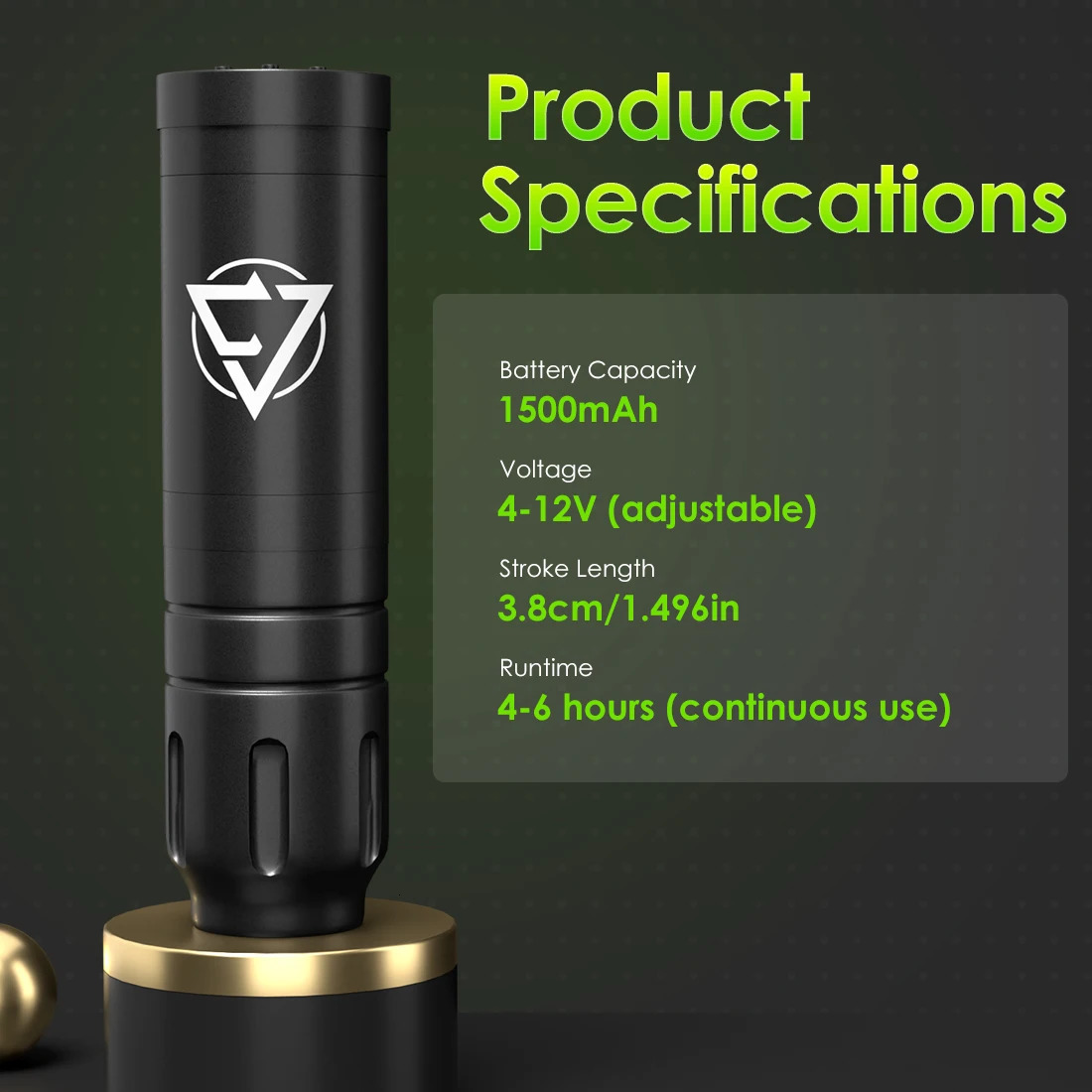 Wireless Tattoo Machine 1500mah Battery 6 Hours Life Stroke 38mm Cordless Pen tattoo supplies 251103