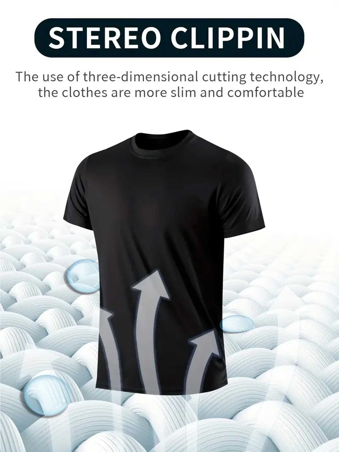 Round neck T-shirt 1 piece black ultra light mens quick drying breathable sweatshirt suitable for fitness gym and Ru M250411