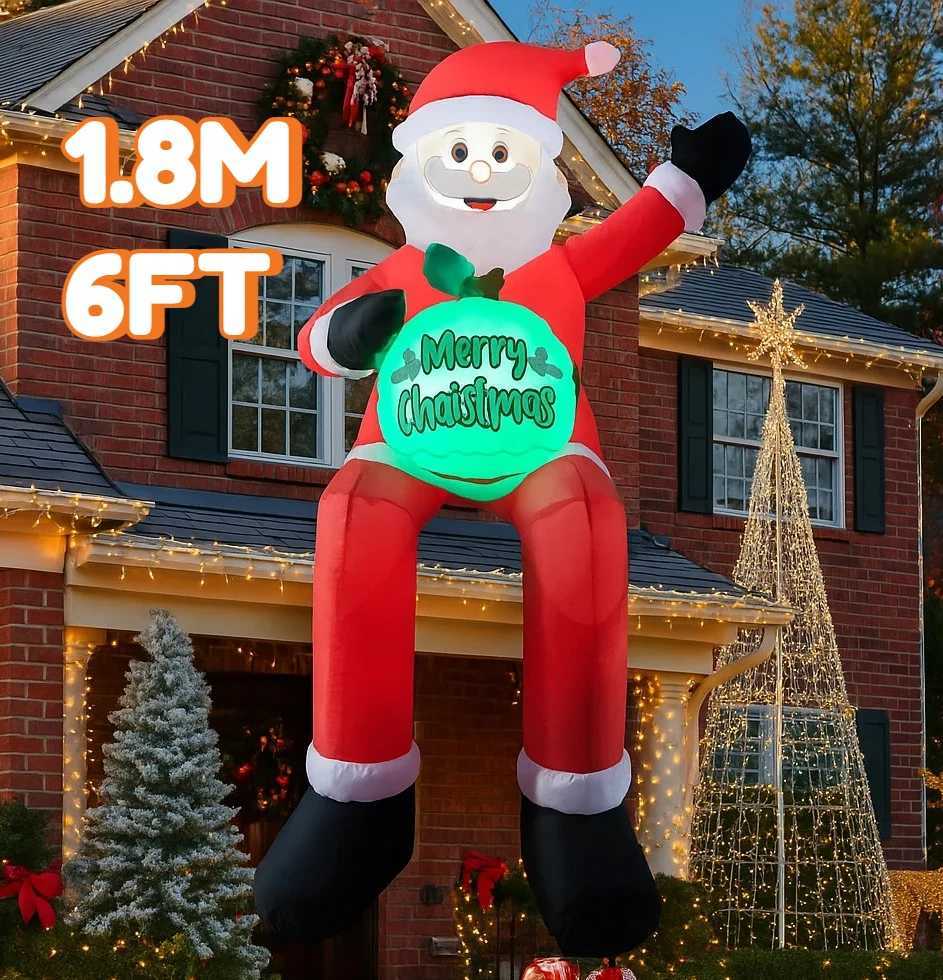 Christmas 6FT Christmas Decorations Inflatable Santa Claus Holding Gift Toys Home Yard Ornaments with LED Decor Christmas Party Toy Y251111