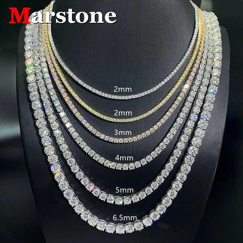 Full Size D Color Moissanite Tennis HipHop Bracelet Necklace Original S925 Sterling Silver White Gold Bracelets for Women Man