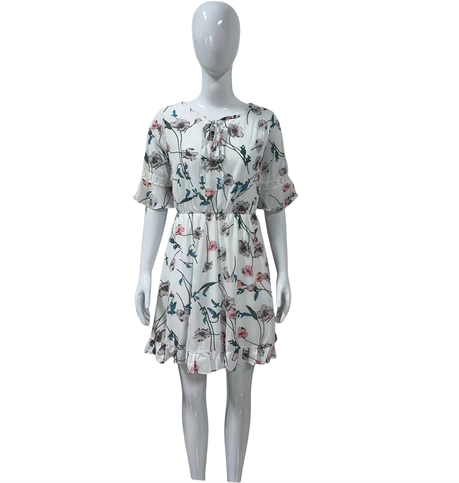 Women's 2025 summer sweet floral chiffon dress with flared sleeves, slim fit and versatile A-line skirt