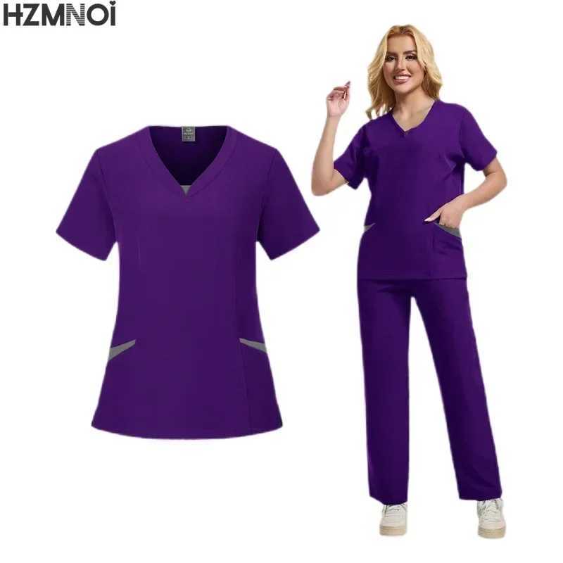 New Hospital Medical Scrub Suits Nurse Uniform Women Medical Clothing for Doctor Scrub Set Beauty Work Clothes Surgery Top Pants X2504101