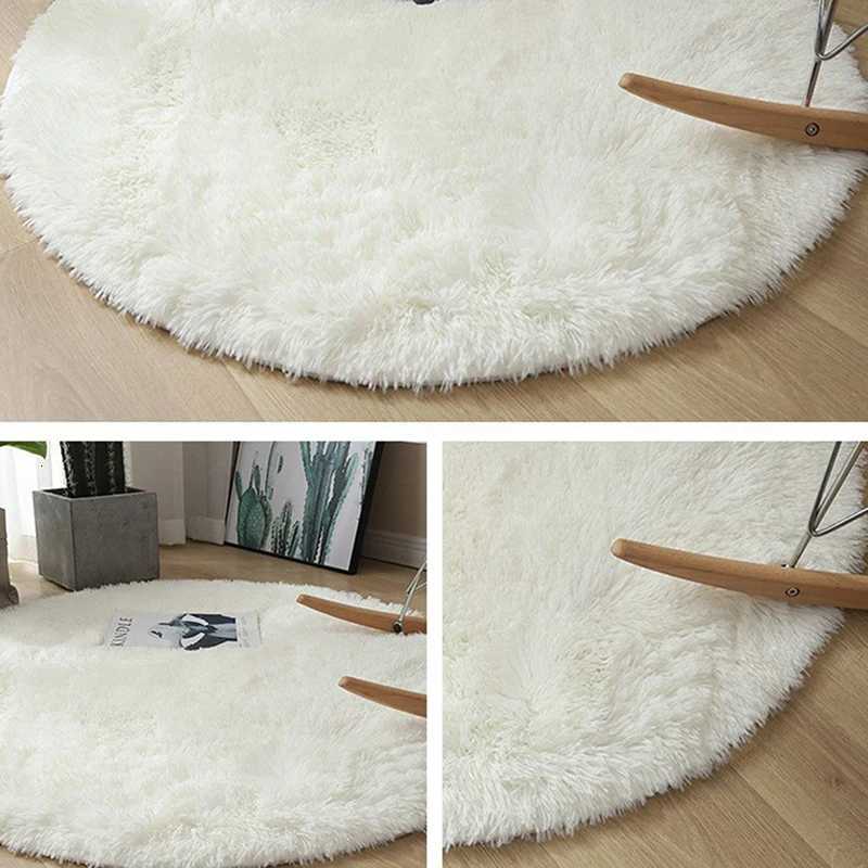 Fluffy Wool Rug Living Room Carpets Faux Fur Round Mat Kids Room Long Plush Rugs Home Bedroom Decor Shaggy Carpet Y251110