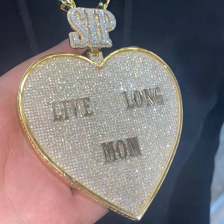 Hip Hop Iced Out Jewelry Supplier Chain 925 Sterling Silver Custom Made Moissanite Diamond Pendant Customizable