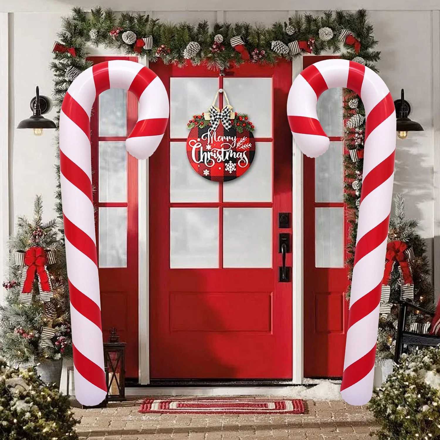 Christmas 1pcs Xmas Candy Cane Stick Christmas Candy Cane Stick Inflatable Balloon 2025 Christmas Decoration Xmas Decor For Home gift Y251111