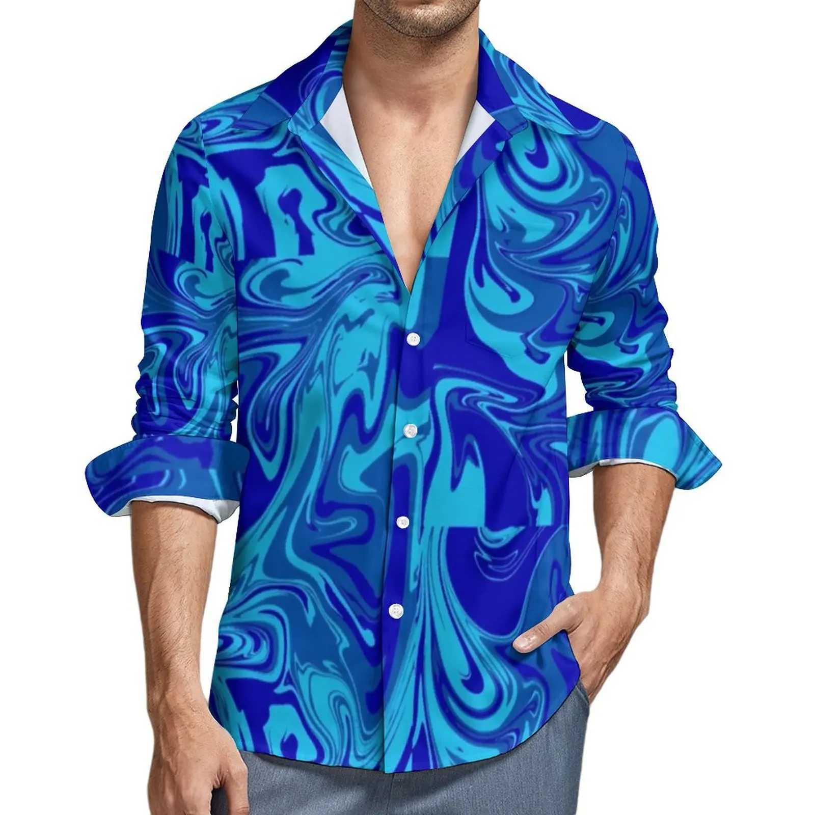 Novel Colorful Neon Painted Man Shirt Fashion Splashed Ink Printed Pattern Long Sleeve Shirt Casual Lapel Long Sleeve Tops 2024 K251110