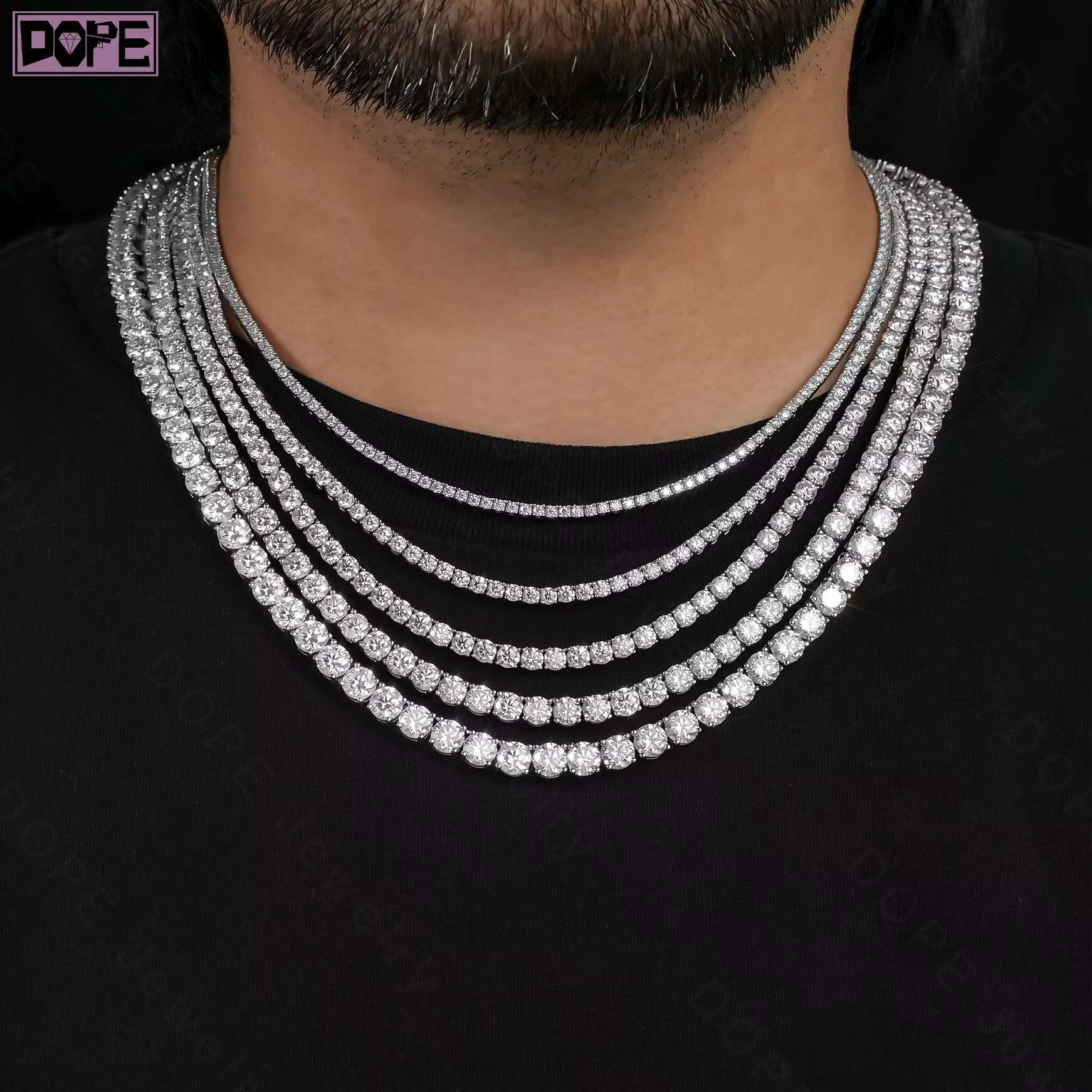 Fine Jewelry 2mm 3mm Diamond Chain 925 Silver CVD Real VVS Lab Grown Diamond IGI Tennis Chain