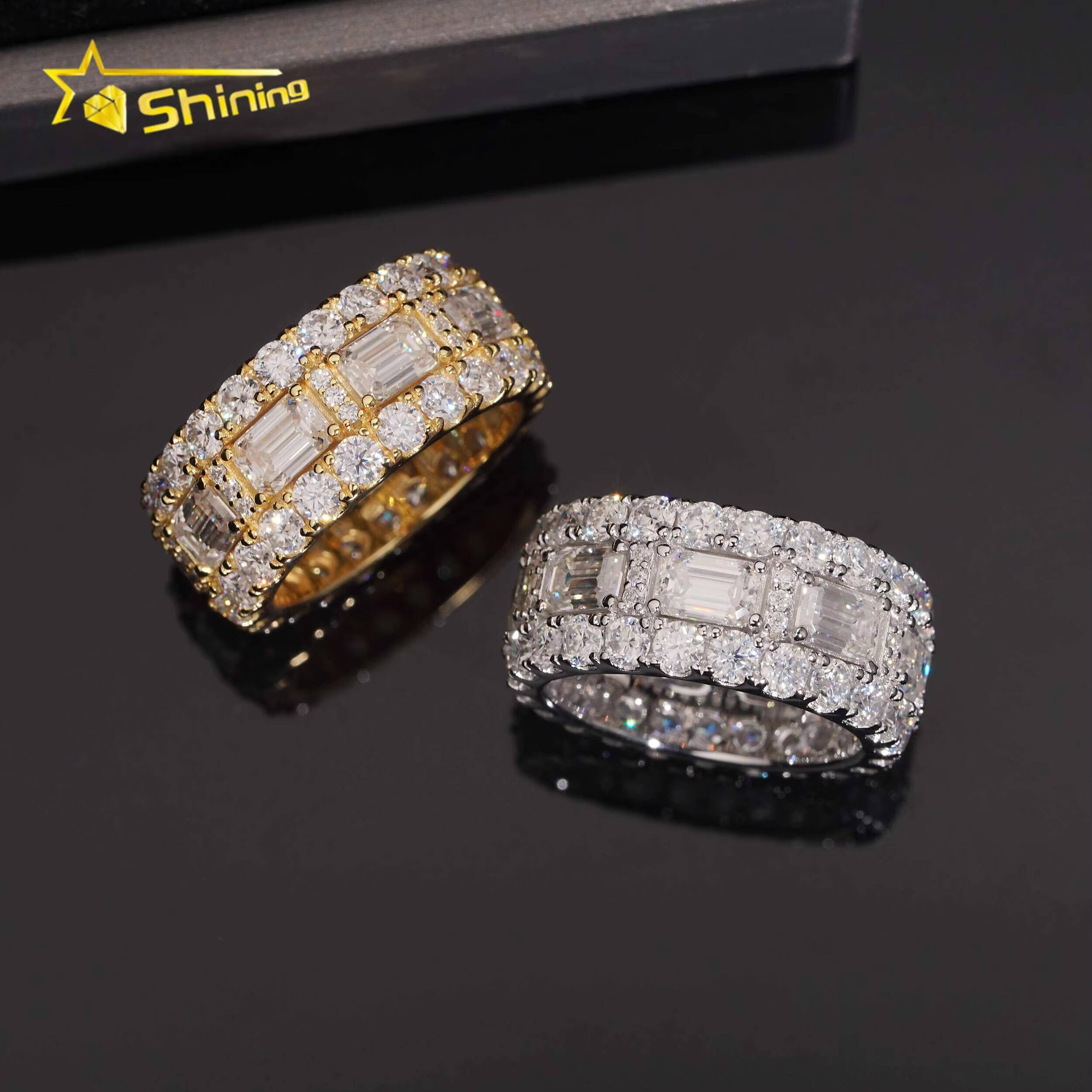 GRA Cert Pass Diamond Tester Wholesale Solid Silver 925 VVS Moissanite Fully Iced Out Engagement Eternity Band Ring Wedding Ring