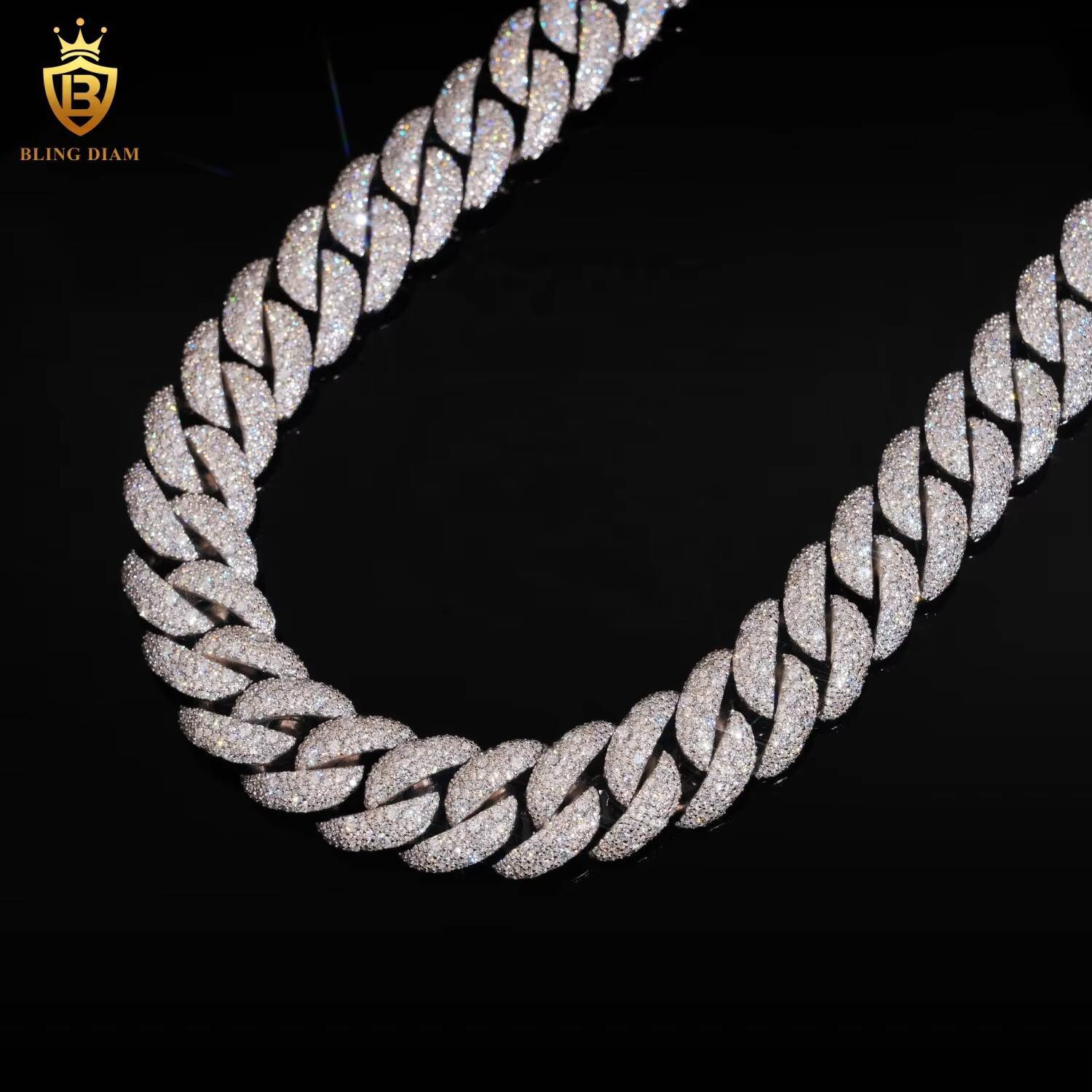 VVS Moissanite Pass Diamond Tester Hip Hop Jewelry Iced Out Diamond 23mm Sterling Silver 925 Miami Cuban Link Chain Necklace